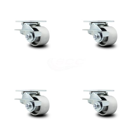 Service Caster 3.25 Inch Semi Steel Swivel Caster Set with Ball Bearings and Brakes SCC SCC-30CS3420-SSB-SLB-4
